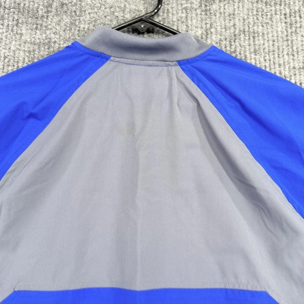 Adidas Jacket Mens Large Blue Gray 1/4 Zip Golf Windbreaker Lined Lightweight